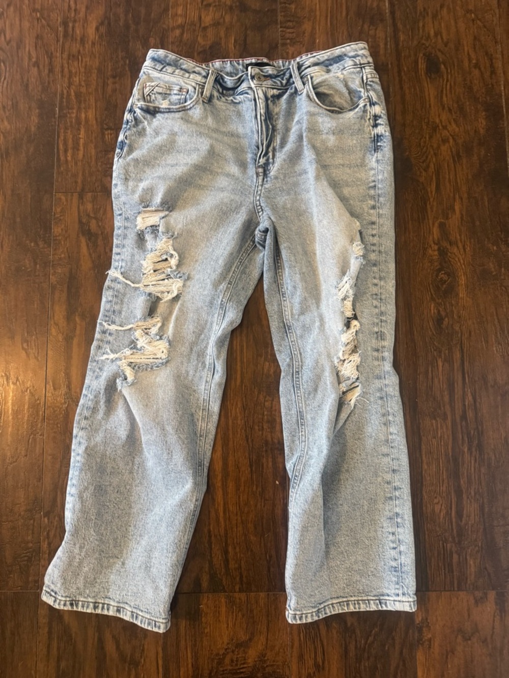 High-Rise Distressed Women's Jeans - Light Blue